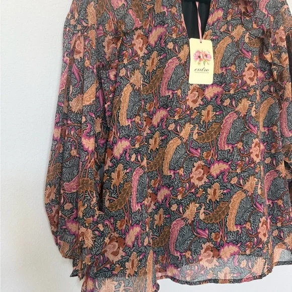 NWT Entro Women's Paisley Floral Blouse - Multicolor - Picture 2 of 9